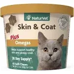 NaturVet Skin & Coat Plus Omegas for Cats (60 Soft Chews)