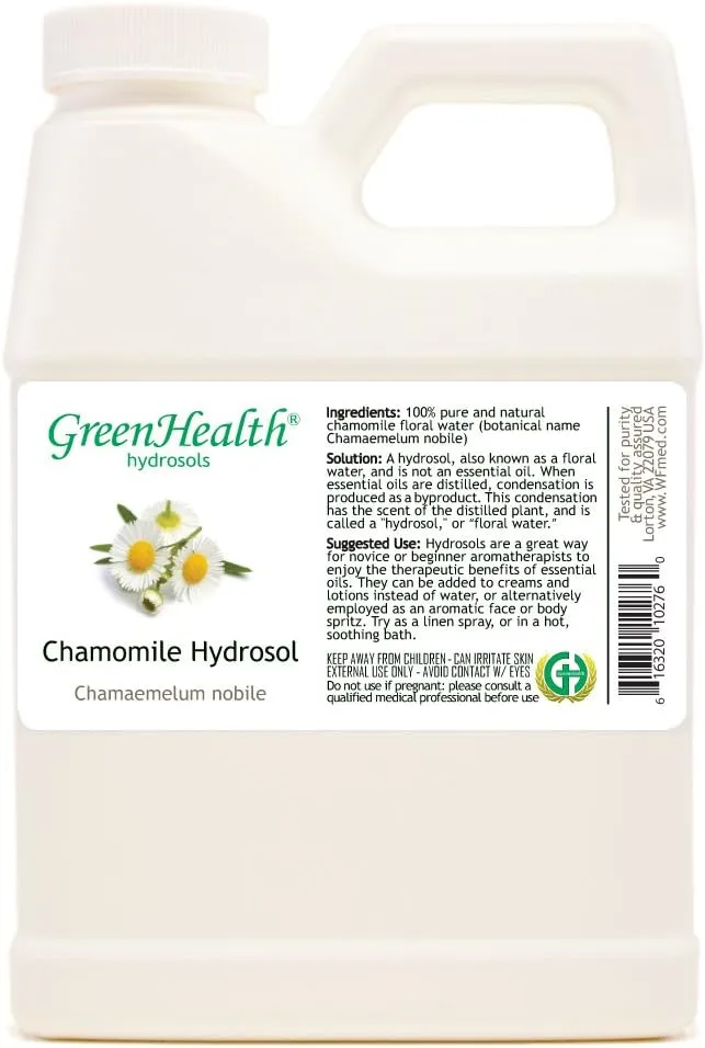 GreenHealth Chamomile Hydrosol (Floral Water) - 16 fl oz Plastic Jug w/Cap - 100% Pure (NOT Oil)