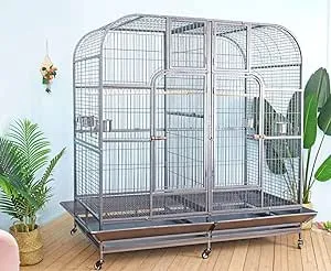 Double Cage with Center Divider for Bird Parrot Aviary W64xd32xh73