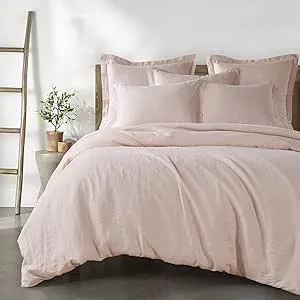 Levtex Home - 100% Linen - King Duvet Cover - Washed Linen - Blush - Duvet Cover Size (106x94in.)