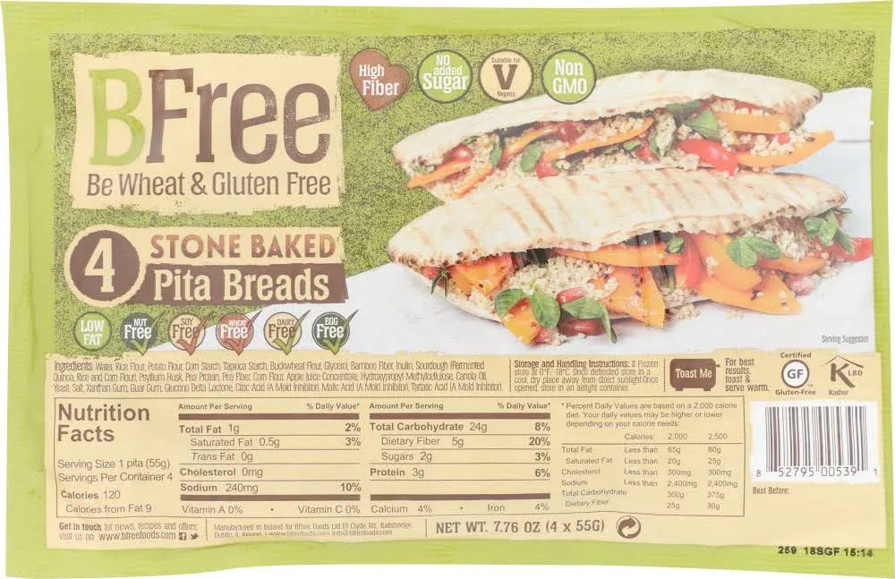 Bfree Pita Breads, Stone Baked - 4 pitas, 7.76 oz