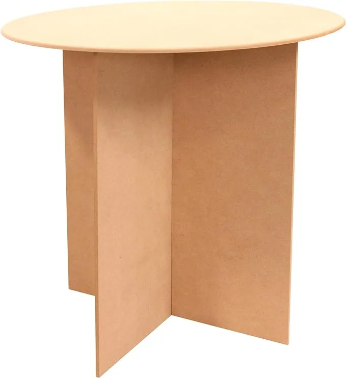 SSWBasics 30 Inch Round Wood Display Table - 250 Pound Weight Capacity - Medium Density Fiberboard - Compatible with Round Tablecloths up to 88 inches - 2 Part Interlocking Finger Groove Base