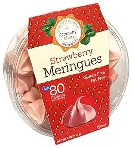 Krunchy Melts Original Meringue Cookies | Strawberry Flavor | Only 80 Calories Per Serving | Fat Free, Gluten Free, Dairy Free (4 Oz)