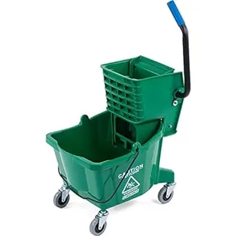 Carlisle 3690809 26 qt. Green Mop Bucket with Side Press Wringer