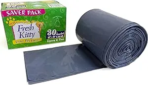 30 Count Fresh Kitty Litter Box Liners Super Thick, Durable, Easy Clean Up Jumbo Scented, Bags with Ties for Pet Cats