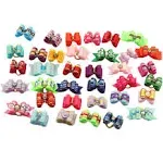 Mixed Styles Pet Cat Puppy Topknot Small Dog Hair Bows with Rubber Bands Groo...