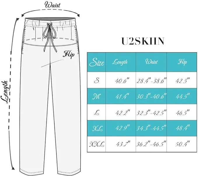 U2SKIIN 2 Pack Mens Pajama Pants Soft, Lightweight Lounge Pant with Pockets Sleep Pj Bottoms for Men