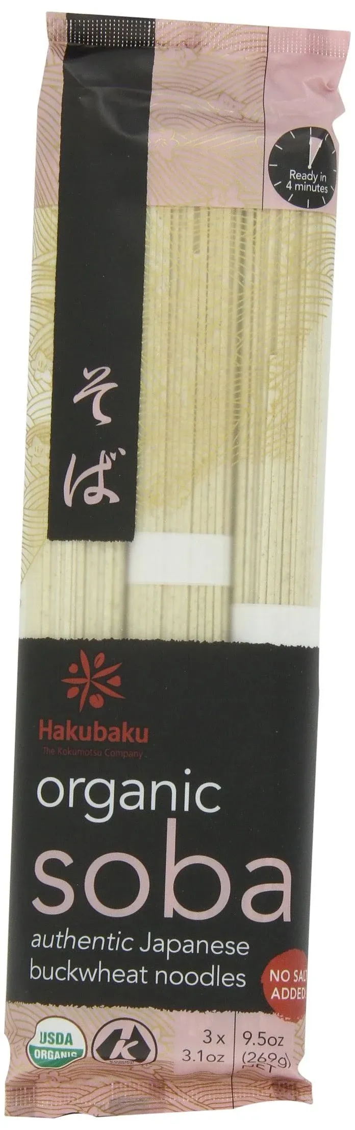 Hakubaku Organic Soba Japanese Buckwheat Noodles - 9.5 oz bag