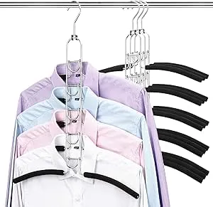 Mastom 2 Pack 5 in 1 Space Saving Multilayer Metal Clothes Hangers