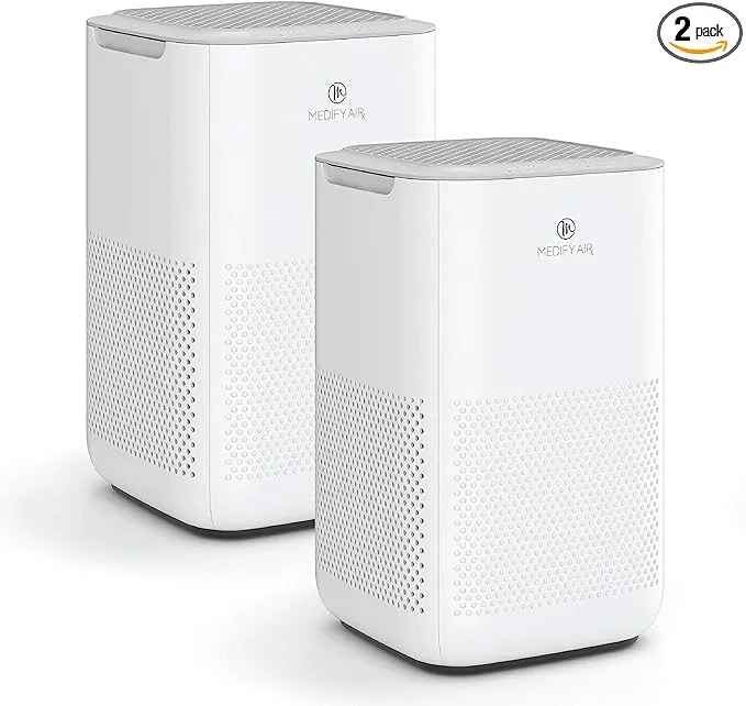 Medify Air MA-15 ( 2-Pack) Air Purifier Remove Smoke Dust Odors Pollen ,White