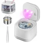 Ultrasonic Retainer Cleaner Machine, Ultrasonic UV Cleaner for Denture, Mouth Guard, Aligner, Toothbrush Head, Ultrasonic Jewelry Cleaner for All Dental Appliance (45kHz,200ml Pink)