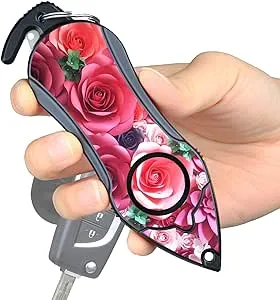 Stinger Personal Safety Alarm Keychain Emergency Tool: Siren Alarm, Seat Belt Cutter, Glass Breaker (Pink Rose)