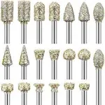 60 Grit Diamond Grinding Bits Compatible with Dremel Rotary Tool, 20 Pcs Stone Carving Diamond Drill Bits with 1/8 Inch Shank for Stone Carving, DIY Grinding, Polishing, Engraving