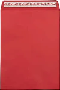 JAM PAPER 9 x 12 Open End Colored Catalog Envelopes with Peel and Seal Closure - Red - 25/Pack