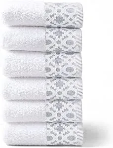 Market & Place 100% Turkish Cotton Luxury Hand Towel Set | Super Soft and Highly Absorbent | Textured Dobby Border | 550 GSM | Includes 6 Hand