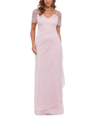 Xscape Petite Embellished Chiffon Gown - Plum Purple