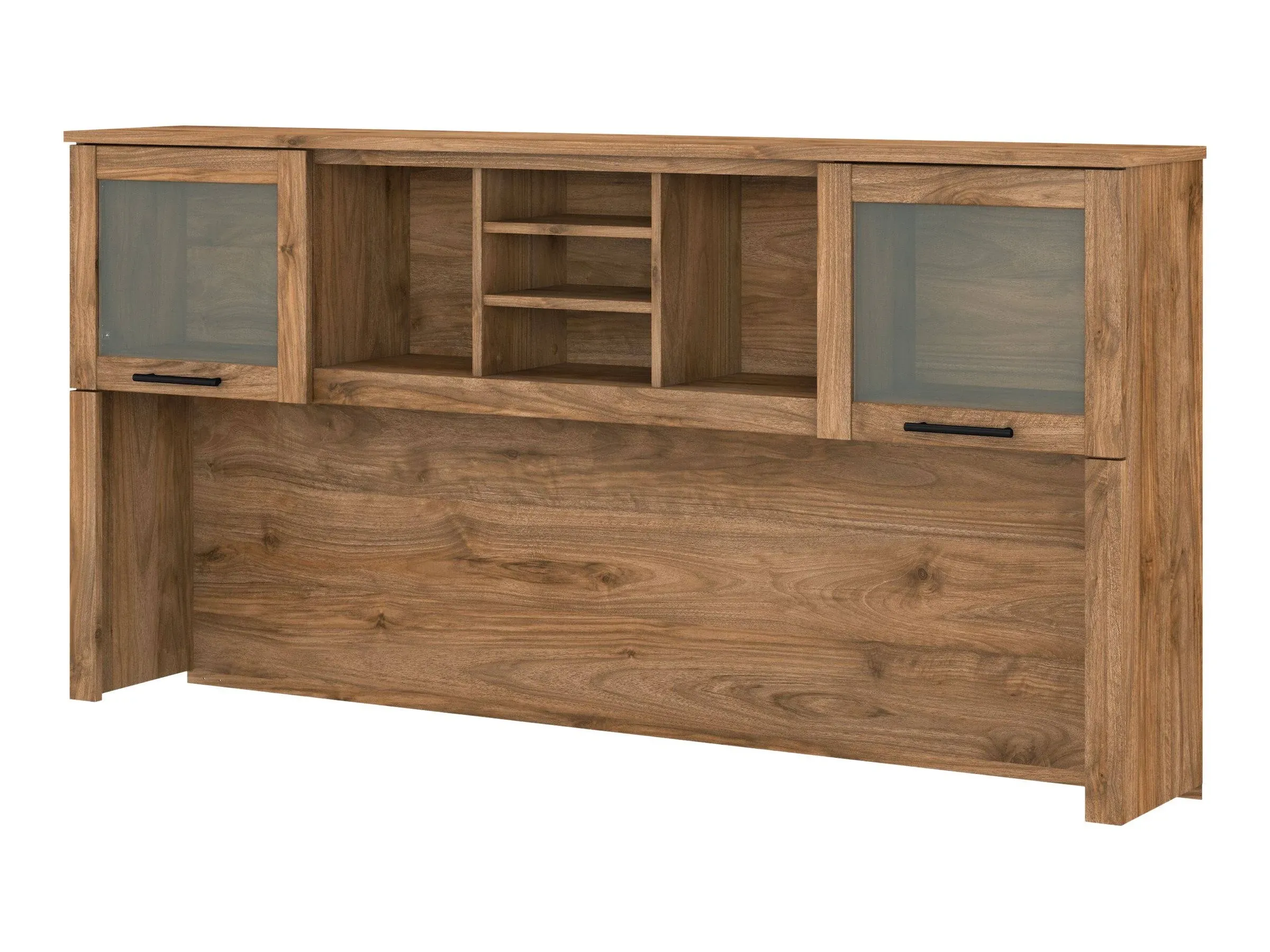 Bush Furniture Somerset Desk Hutch, Attachment with Shelves and Cabinets for Home Office, 72W, Fresh Walnut