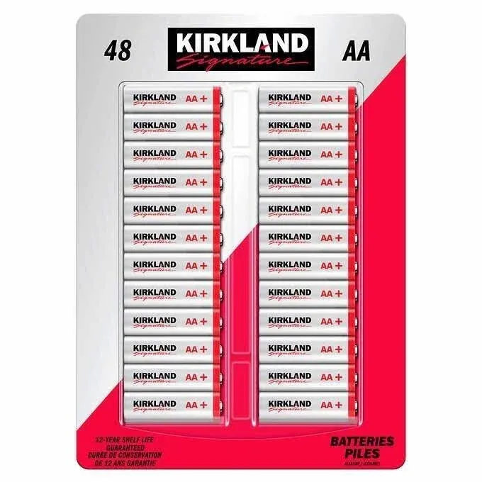 Kirkland Signature Alkaline AA Batteries 48-Count Pack