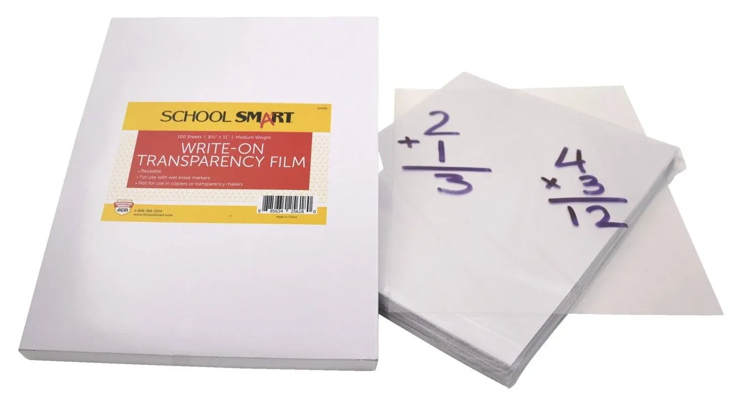 School Smart 8.5 x 11 in. Medium-Weight Write-On Transparency Film- Pack - 10...