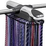 Aniva Motorized Tie Rack Best Closet Organizer with LED Lights, Includes J Hooks for Wired Shelving Stores Up to 72 Ties with 8 Belts, Rotation