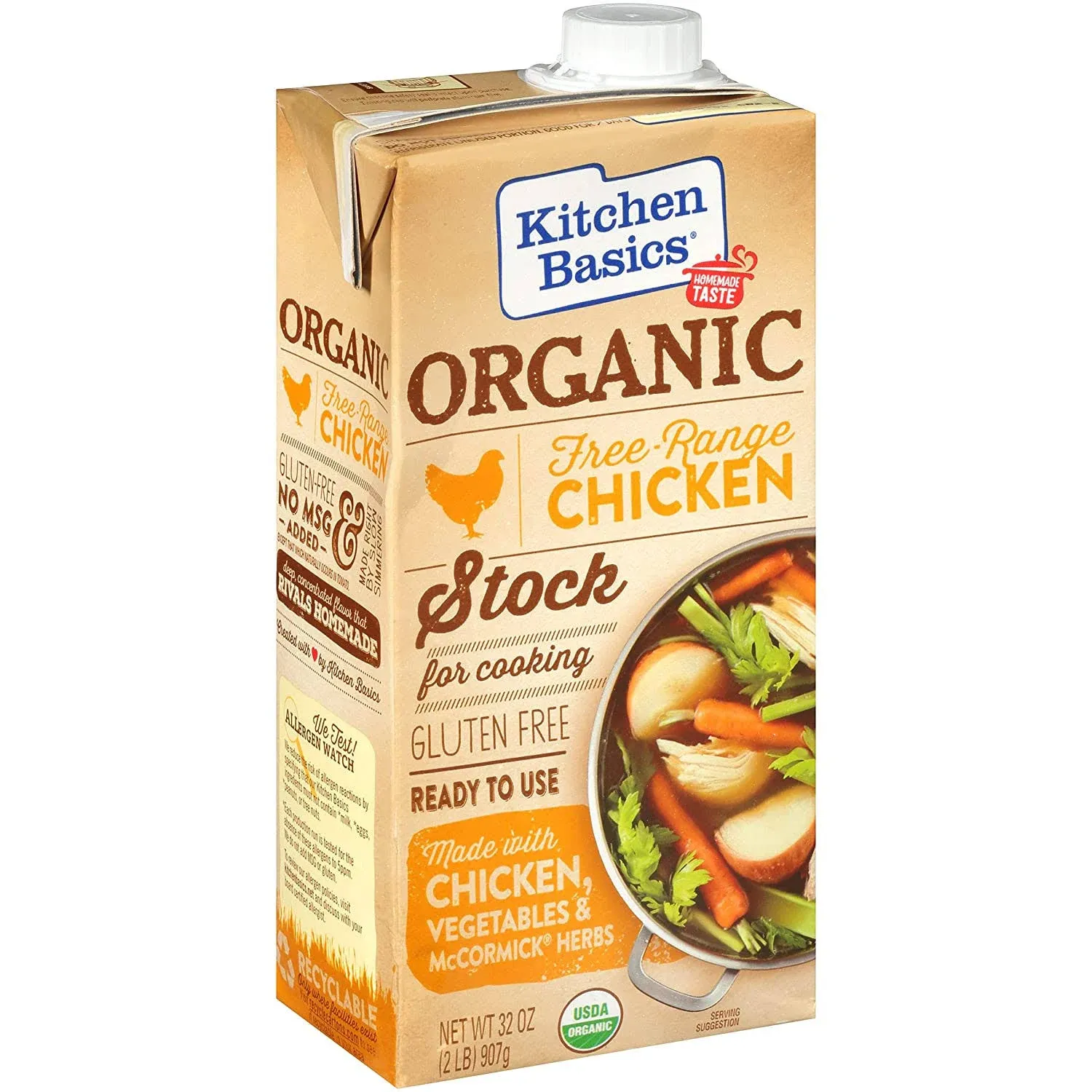 Kitchen Basics Chicken Stock, Organic, Free-Range - 32 oz