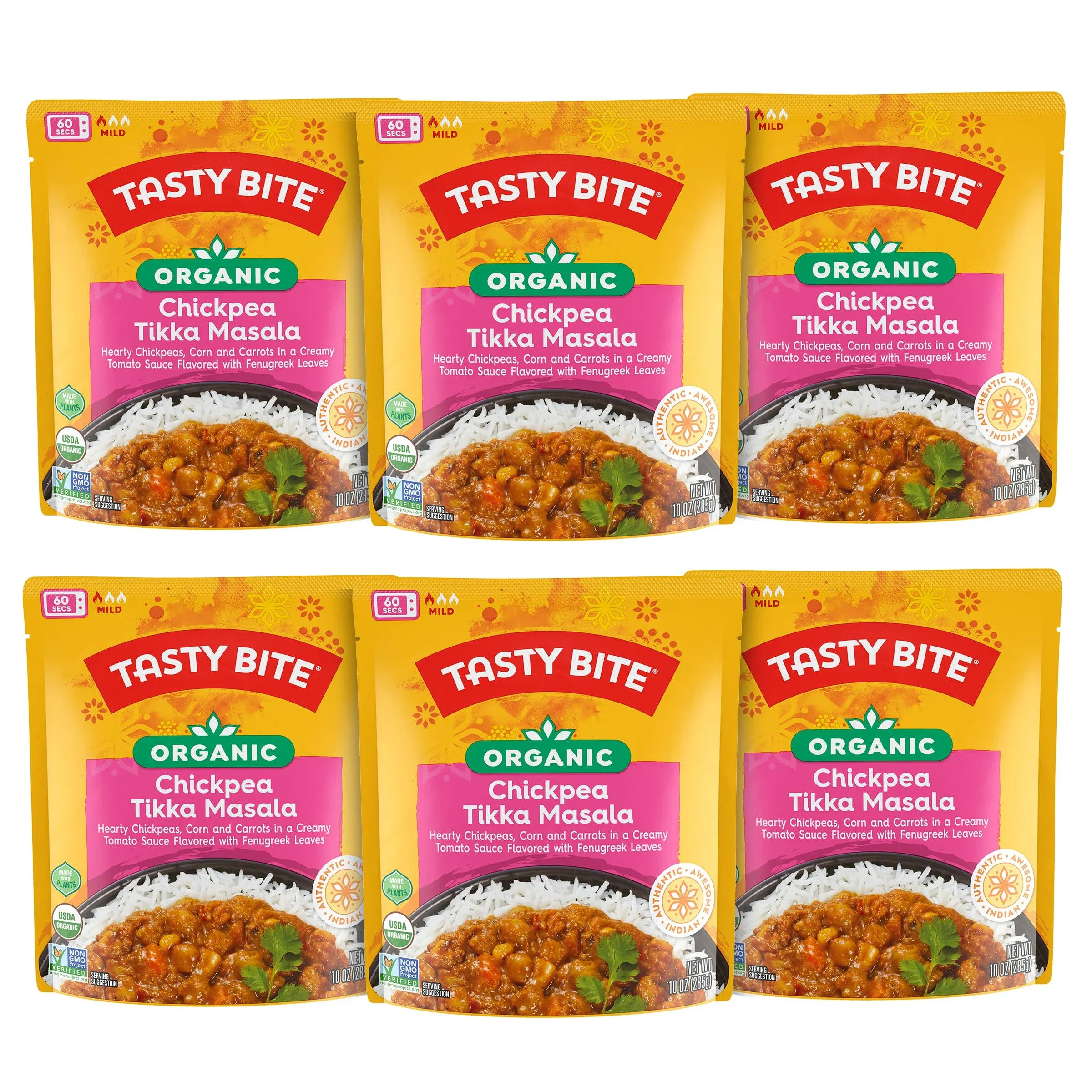 Tasty Bite Organic Chickpea Tikka Masala - 10 Ounce - Pack of 6