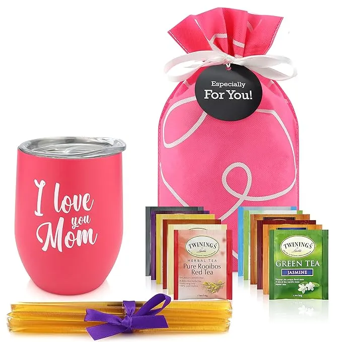 Gifts For Mom - Mom Gifts Tea Set, Gift Basket For Women, Birthday Gifts For Women, Mom Birthday Gifts or Mothers Day Gifts in Beautiful Gift Box includes Tea Cup, 12 Tea Bags & All Natural Honey