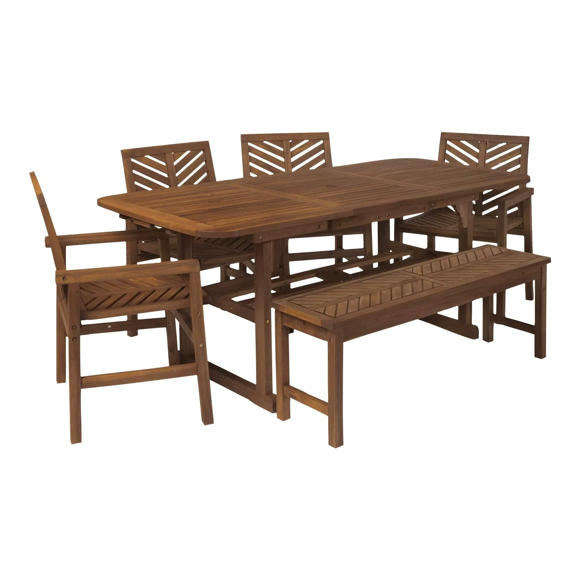 Walker Edison 6-Piece Outdoor Patio Dining Set, Brown