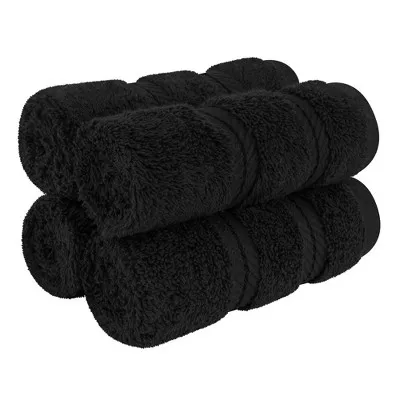 American Soft Linen Premium 100% Cotton 4-Piece Washcloth Set - Black