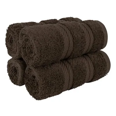 American Soft Linen Edison Luxury 100% Turkish Cotton 4-Piece Washcloth Set - Brown