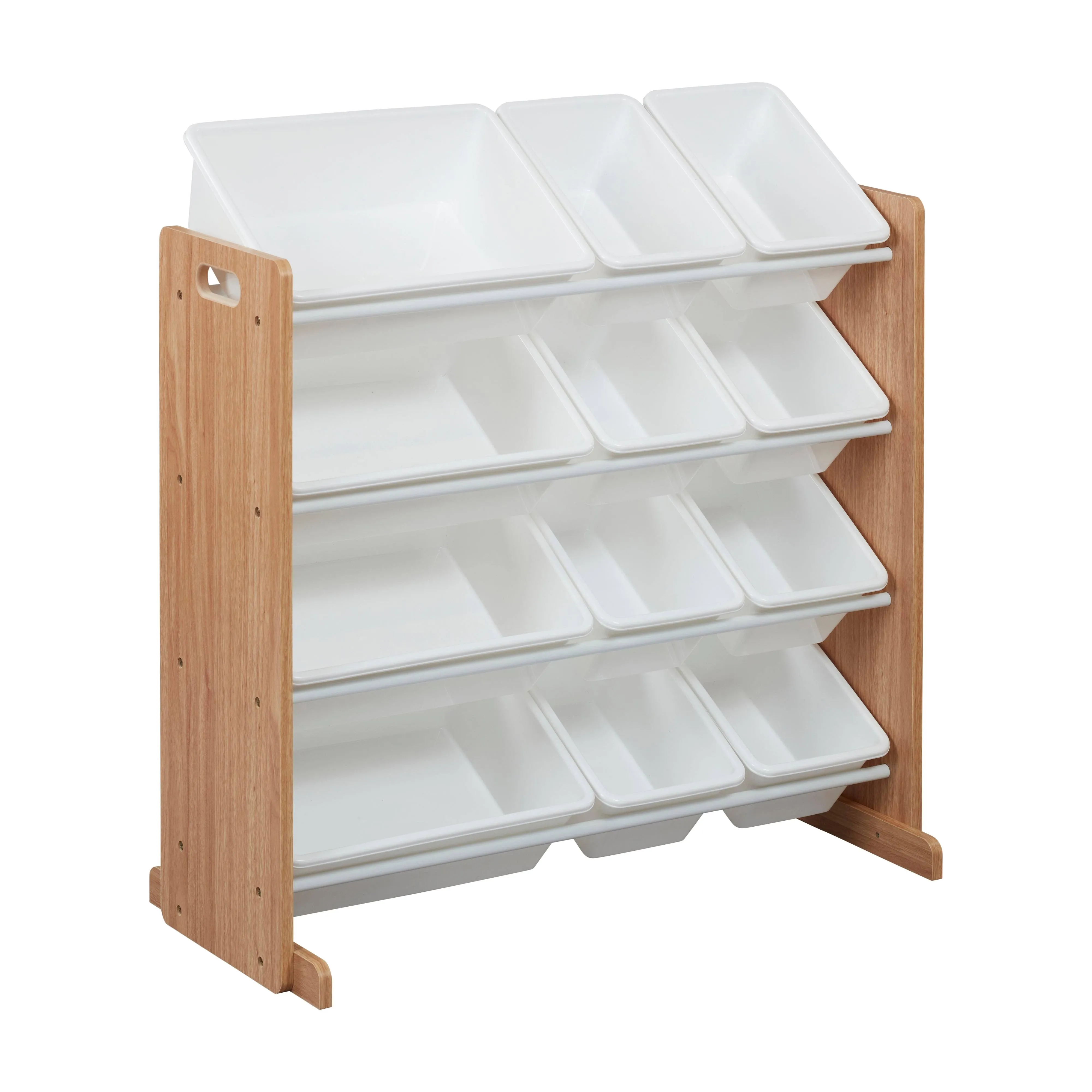 Ecr4kids 4-Tier Organizer with 12 Bins, Dark Natural/White