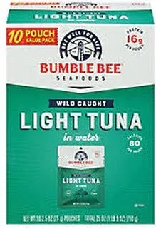 Bumble Bee Light Tuna 🍣 Pouch in Water, 2.5 oz Pouch (Pack of 4)