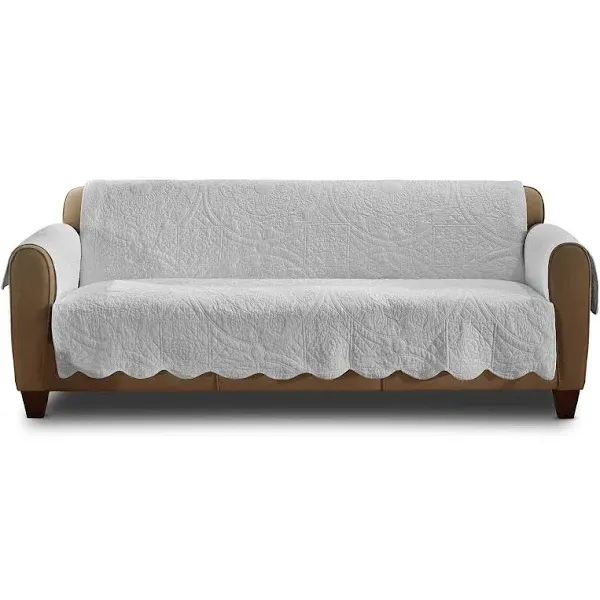 Heirloom Quilted Cotton Furniture Cover with Scallop Edge, Sofa Cover, Pet Fr...