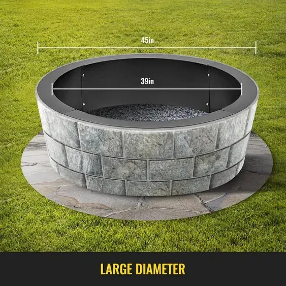 39 in. Dia x 10 in. H Steel Fire Pit Ring Fire Pit Insert Round Park Style Charcoal Grill with 0.12 in. Thick for Park