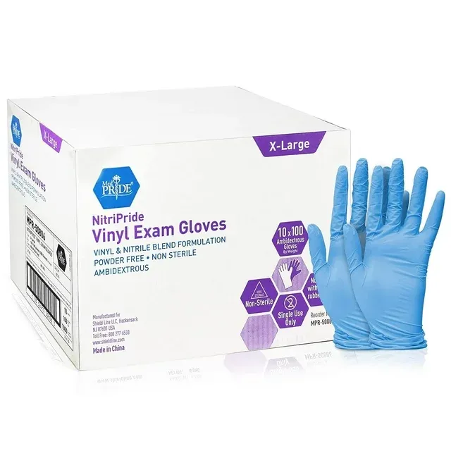 Nitrile Vinyl Exam Gloves XL 1000pc, Blue