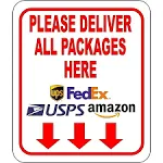 Please Deliver All Packages Here Arrows Delivery Sign for Delivery Driver - Delivery Instructions for My Packages from Amazon, FedEx, USPS, Ups,