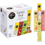 4C Powder Drink Mix Packets, Iced Tea Variety 1 Pack, 44 Count, Singles Stix On the Go, Refreshing Sugar Free Water Flavorings