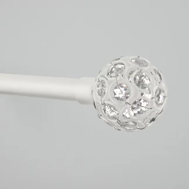 Exclusive Home Rings 66-in to 120-in Matte White Iron Single Curtain Rod with Finials Lowes.com