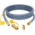 SUMNEW 12 Feet 1/2-Inch Natural Gas Hose with Quick Connect Fitting for BBQ, Grill, Pizza Oven, Patio Heater and More NG Appliance, Pro