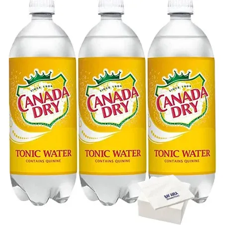 Canada Dry Tonic Water, 33.8 Oz, (Pack of 3) with Bay Area Marketplace Napkins