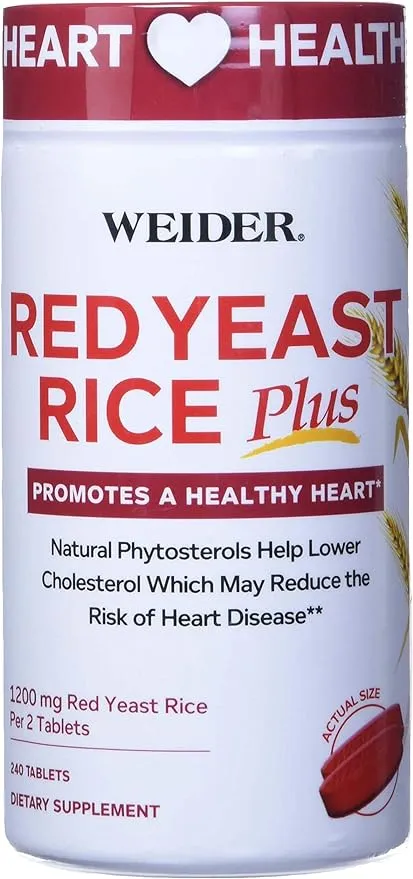 Weider Red Yeast Rice Plus 1200 mg Dietary Supplement 240 Tablets, 240Count