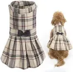 PUPTECK Classic Plaid Dog Dress Cute Puppy Clothes Outfit