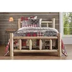 CASTLECREEK Cedar Log Queen Bed with Headboard and Footboard, Rustic Natural Unfinished Wooden Bed Frames