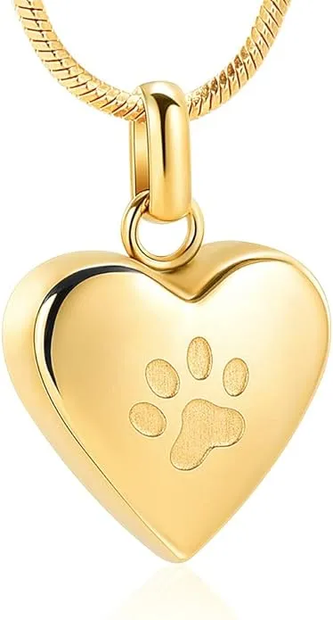 zeqingjw Pet Cremation Jewelry for Ashes Pendant Paw Print Pet Heart Urn Necklace Memorial Keepsake Jewelry for Pet/Dog's/Cat's