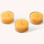 Pure Beeswax Tea Lights - 12 Pack - Handmade Decorative Unscented - Tealight Candles - 4 Hour Burn Time, Clear Cup