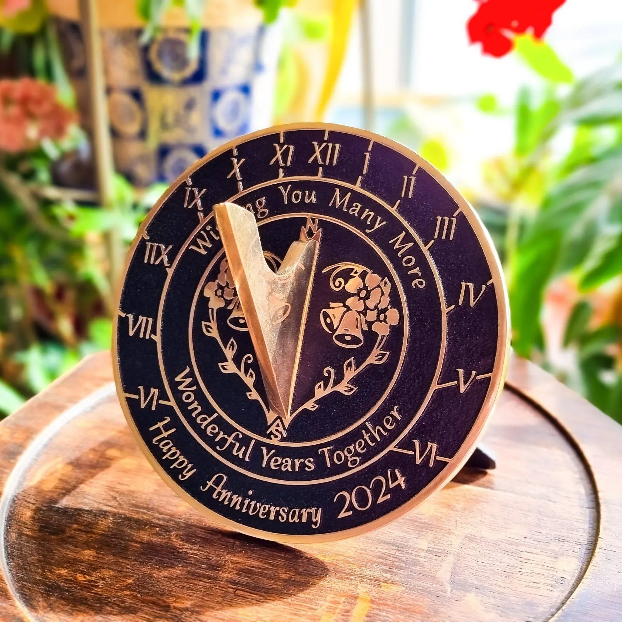 Anniversary Sundial Gift for Any Wedding Anniversary in 2024 - Wonderful Year...