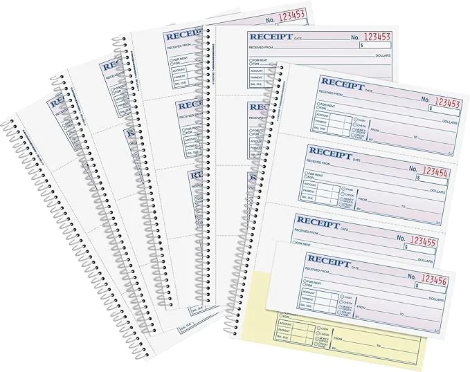 Adams SC1182PK Money Receipt Book,Spiral,2-Part,7-5/8-Inch x11-Inch,1000/PK,WE/CA