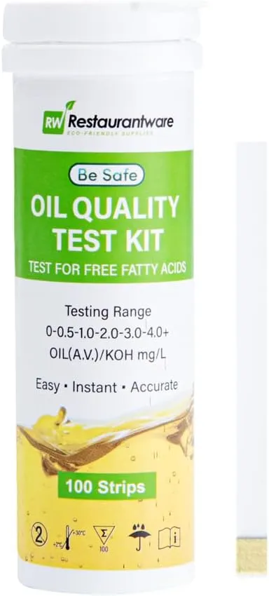 Restaurantware 3.8 x 1.3 Inch Restaurant Test Strips 100 Low Range Food Service Test Strips - Food Grade Easy To Use Paper Fryer Oil Test Kit FFA Concentration Ratings Quick Results