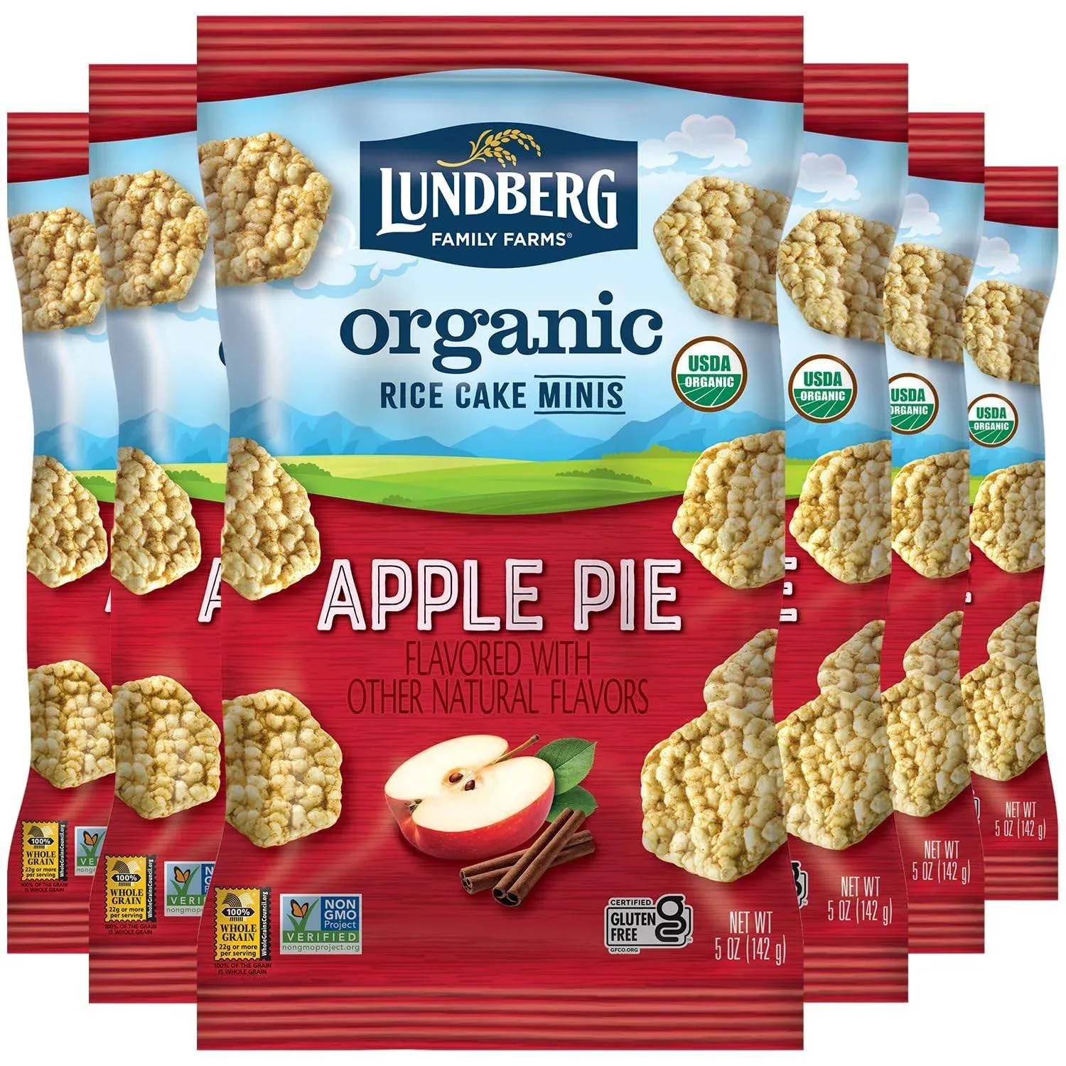 Lundberg Mini Rice Cakes, Apple Pie, Organic - 6 x 5 oz