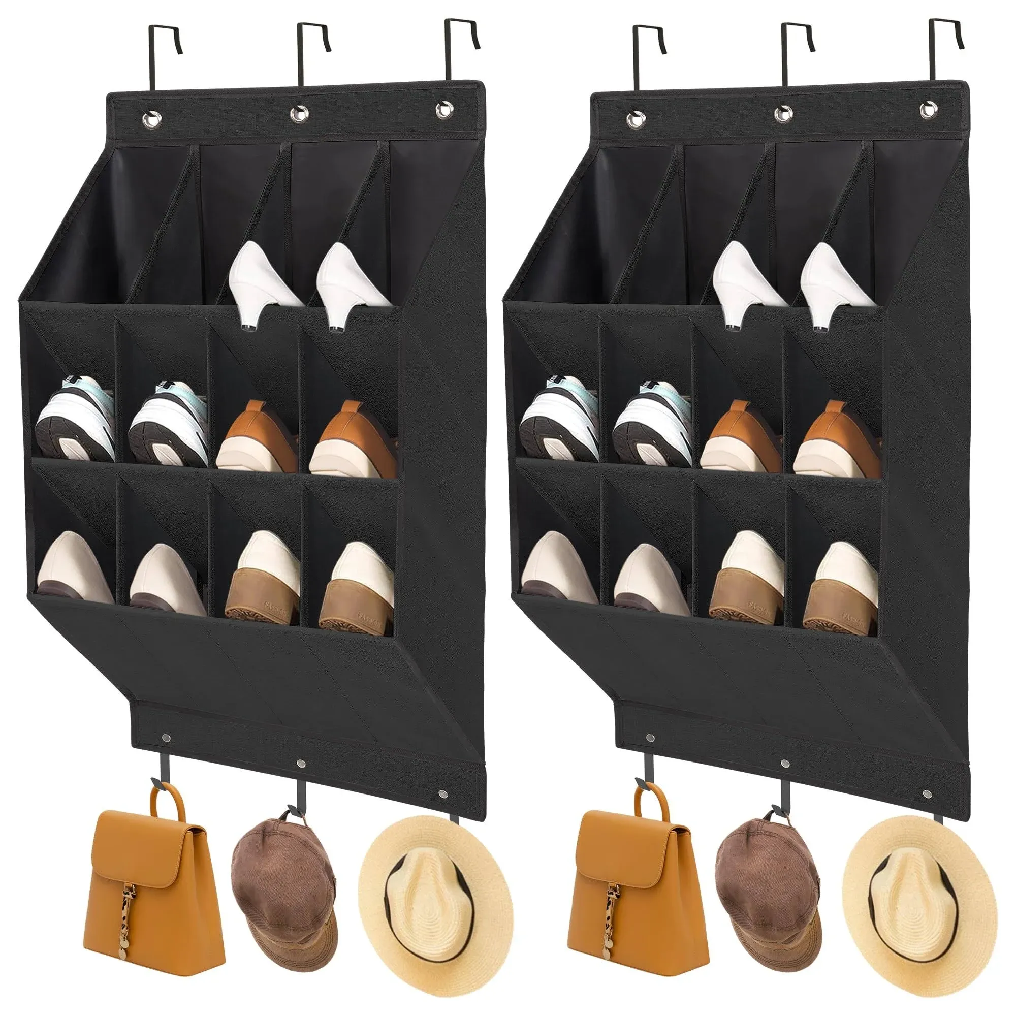 STORAGE MANIAC Over the Door Shoe Organizer, 2 Pack 20 Pockets Oat Beige